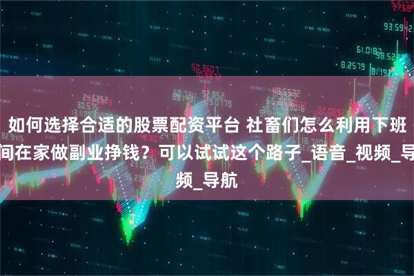 如何选择合适的股票配资平台 社畜们怎么利用下班时间在家做副业挣钱？可以试试这个路子_语音_视频_导航
